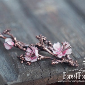 Sakura brooch Blooming cherry twig pin Laper flower pin Retro brooch