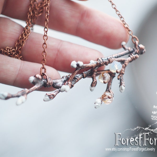 Branch necklace Spring copper twigs necklace Woven twigs copper necklace Enchanted forest necklace Copper elven necklace