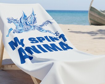 Amputee Beach Towel, :) "My Spirit Animal - Pegasus", Humorous Inspirational Beach Towel, Amputee Animal, Amputee Pegasus, 2 Sizes, Gift
