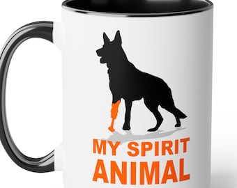 Amputee Two-Tone Coffee Mug, :) "My Spirit Animal (GS1)", Humorous Coffee Cup, 15oz, Great Gift, Two-Tone Coffee Cup, 15oz, Inspirational