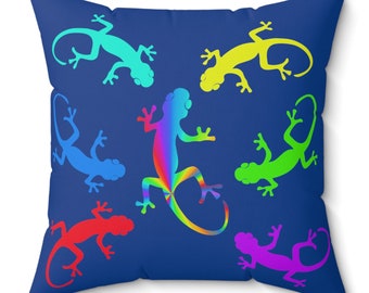 Inclusion PRIDE Gecko Faux Suede Square Pillow, Blended Society Pillow, Inspirational Gecko Pillow, Humorous Graphic Pillow, 4 sizes, Gift