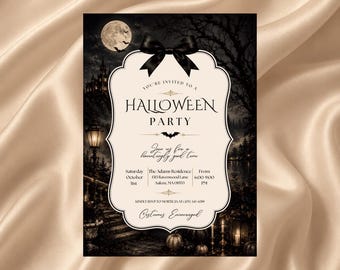 Editable Elegant Halloween Party, Gothic Haunted Manor Invite, Halloween Soiree (Digital Download)