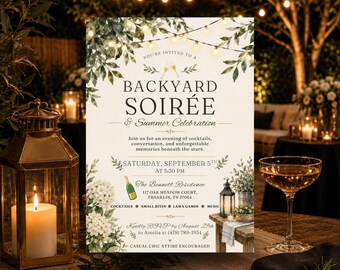 Invitación editable para fiesta en el jardín, elegante invitación para fiesta de verano, invitación para fiesta en el jardín, cóctel (descarga digital)