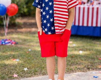 Boys Patriotic American Flag Short Set