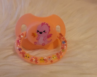 Adult Pacifier -ABDL Adult Baby Pacifier -Age regress-Large Paci with Dino -Adult Pacifier