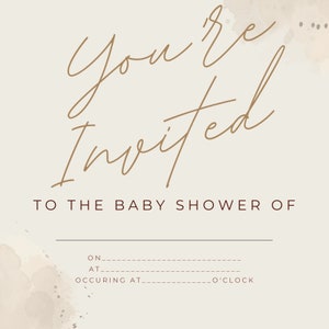 Invitation mignonne de douche de bébé, invitation de douche de Nuetral, invitation de douche de bébé de fille de bébé