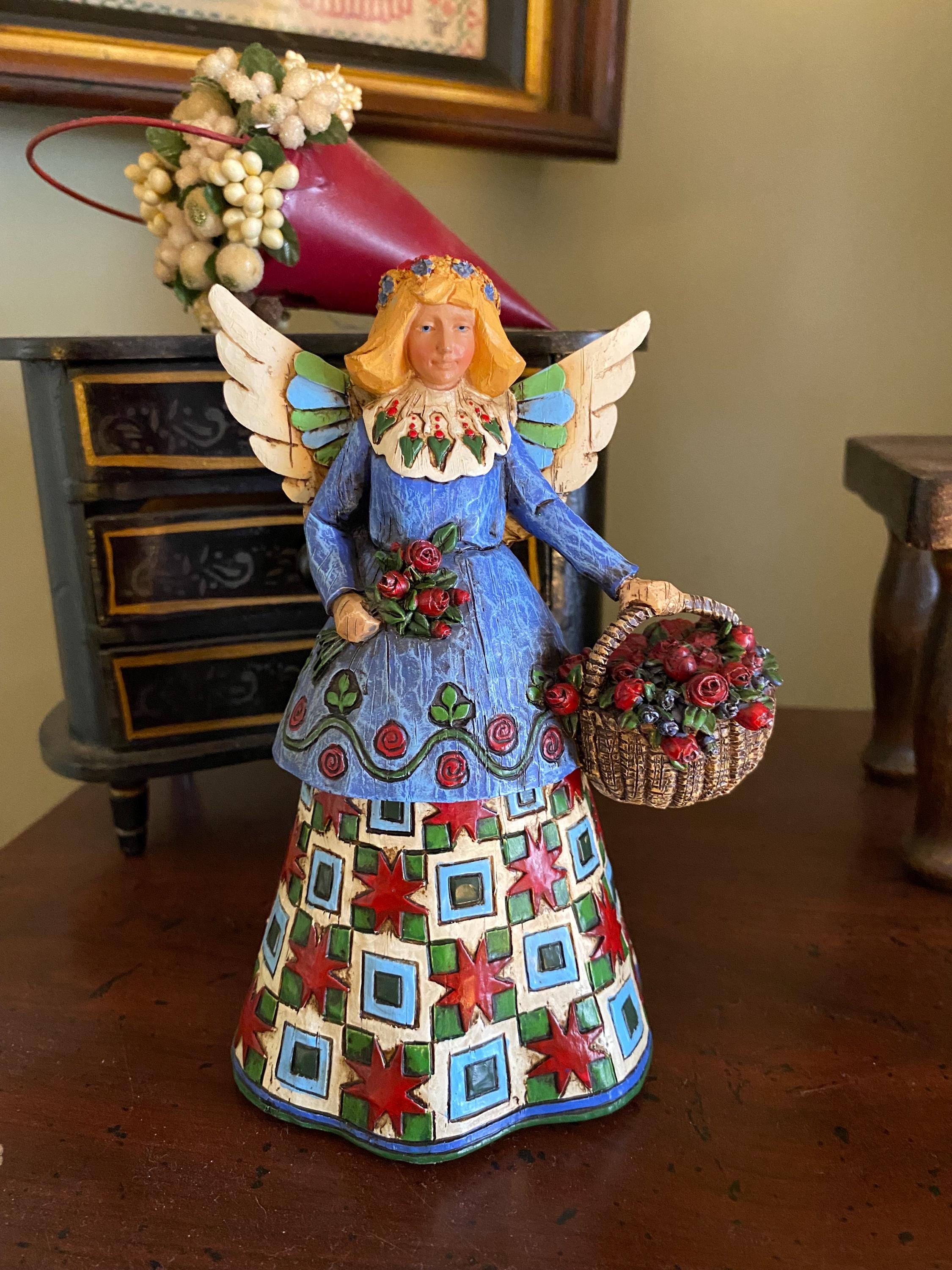 Jim Shore Heartwood Creek Angel With Roses - Folk Art Angel
