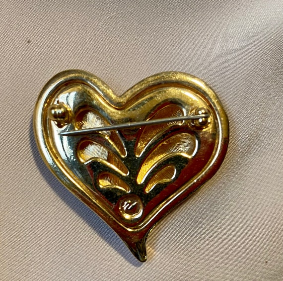Vintage Swarovski Pave Crystal Heart Brooch Swan … - image 7