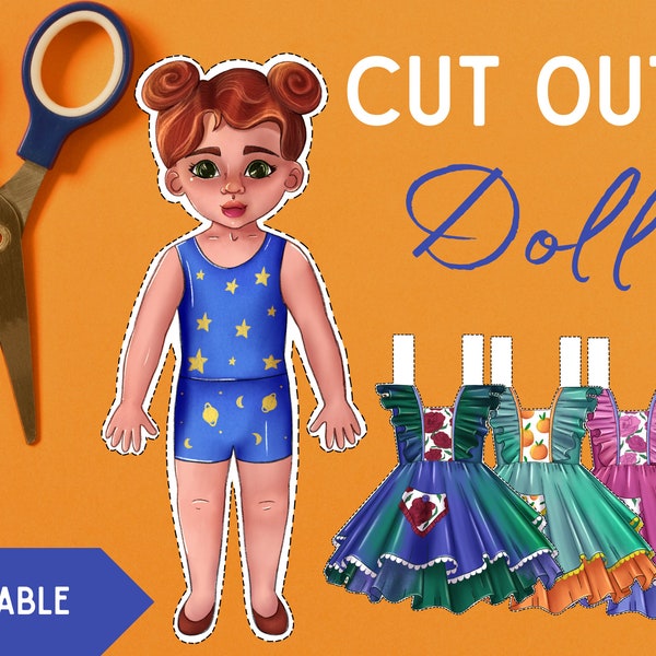 Original Paper Cut Out Doll, Printable Activity for Kids, Craft Kit Worksheet, DIY for Kids,  Homeschool, Pre K, Kindergarten, Montessori