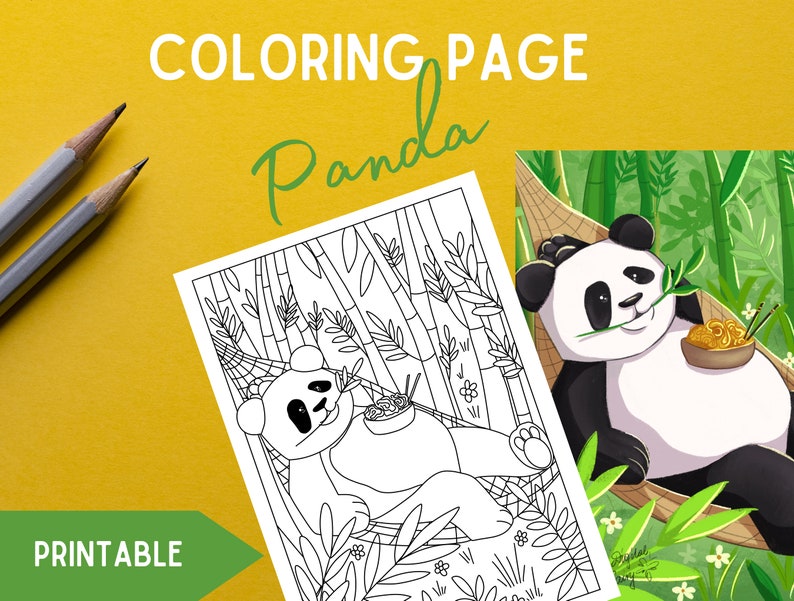 Cute Panda Coloring Page, Printable for Adults Kids,cute Illustration ...