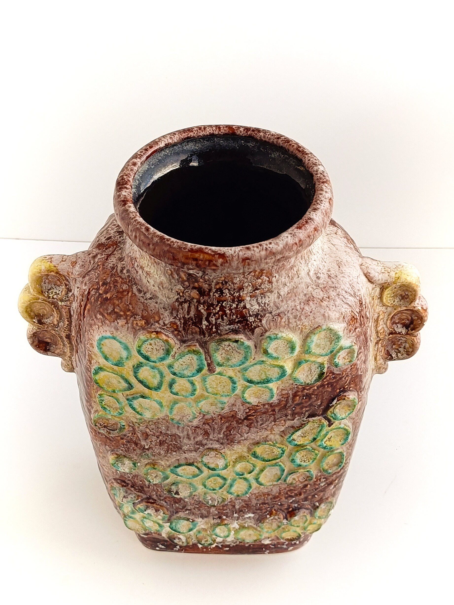 West Germany Fat Lava Domino Decor Ceramic Vase by Dümler