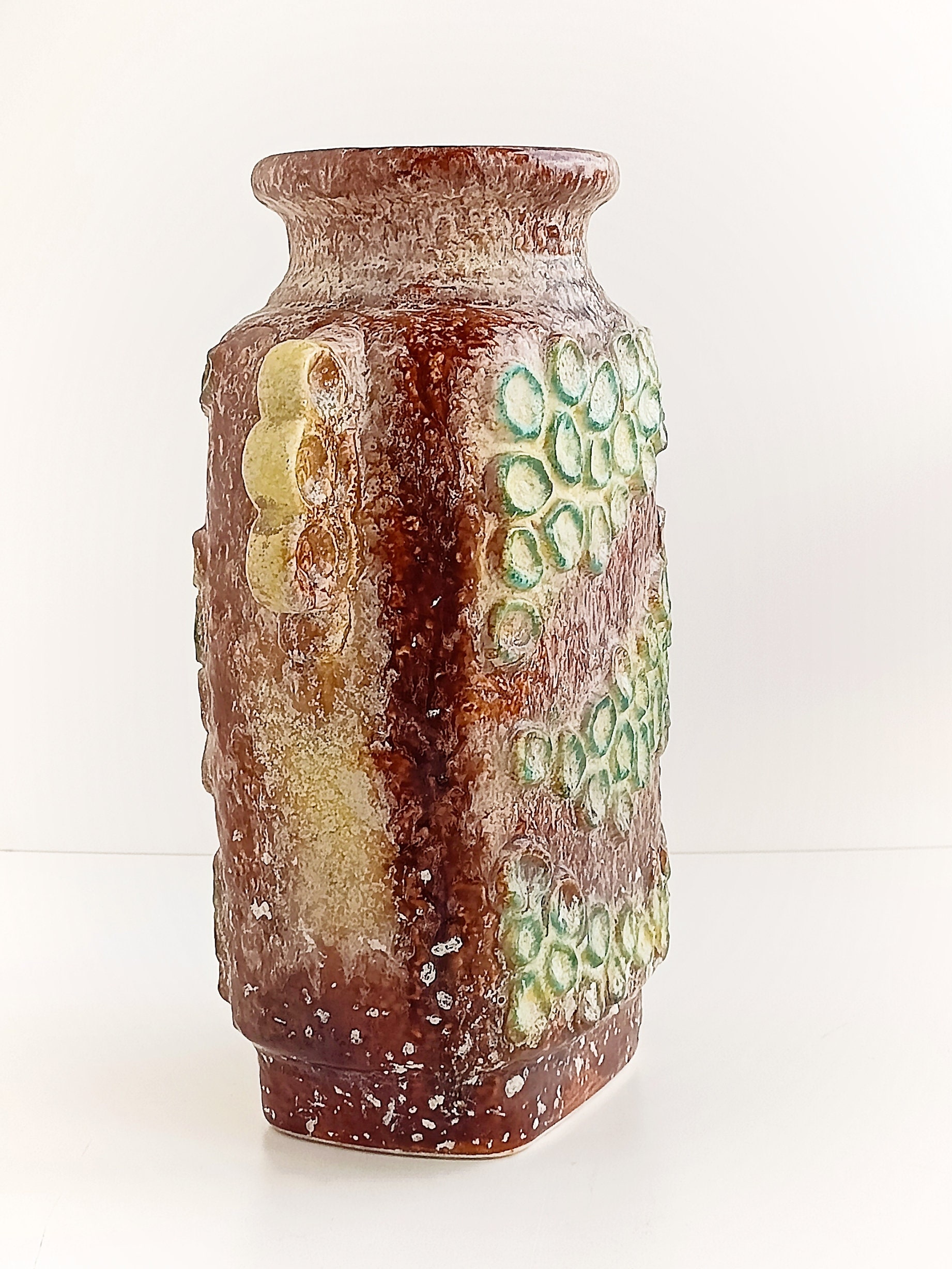 West Germany Fat Lava Domino Decor Ceramic Vase by Dümler