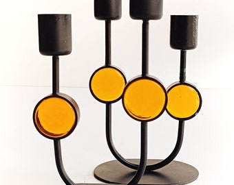 Gunnar Ander for Ystad-Metal Signed Pair of Mid-Century Modern Candelabra, 1950s