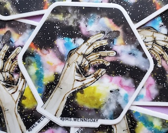 Watercolor Galaxy Sticker: Reach Design, Waterproof Vinyl (3 inch)