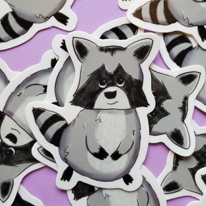 Raccoon Sticker | 3 inch Sticker | Free Shipping on all Stickers | Made from Original Artwork | Trash Panda Sticker | Cute Animal Sticker |