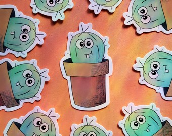 Cactus Buddy Sticker: Waterproof Vinyl Plant Decal (3 inch)
