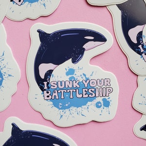 Orca | 3 inch Sticker | Free Shipping | I Sunk Your Battleship | Sink yachts | Killer Whale Sticker | Waterproof |  Made from Original Art