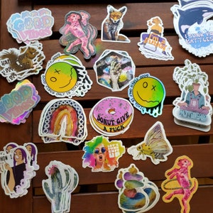 8 Pack Waterproof Stickers: Glitter Holographic Vinyl Decals (3 inch)