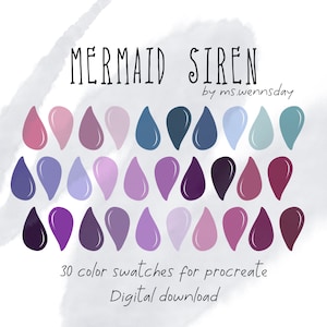 Mermaid Siren Procreate Color Palette 30 colors DIGITAL instant download