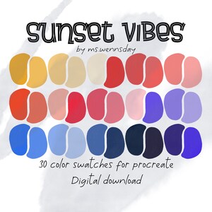 Sunset vibes Procreate Color Palette colors DIGITAL instant download procreate tool