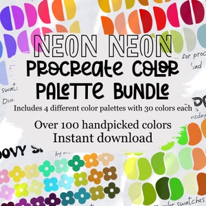 4 PACK NEON bundle set Procreate Color Palette DIGITAL instant download procreate tool bright colors