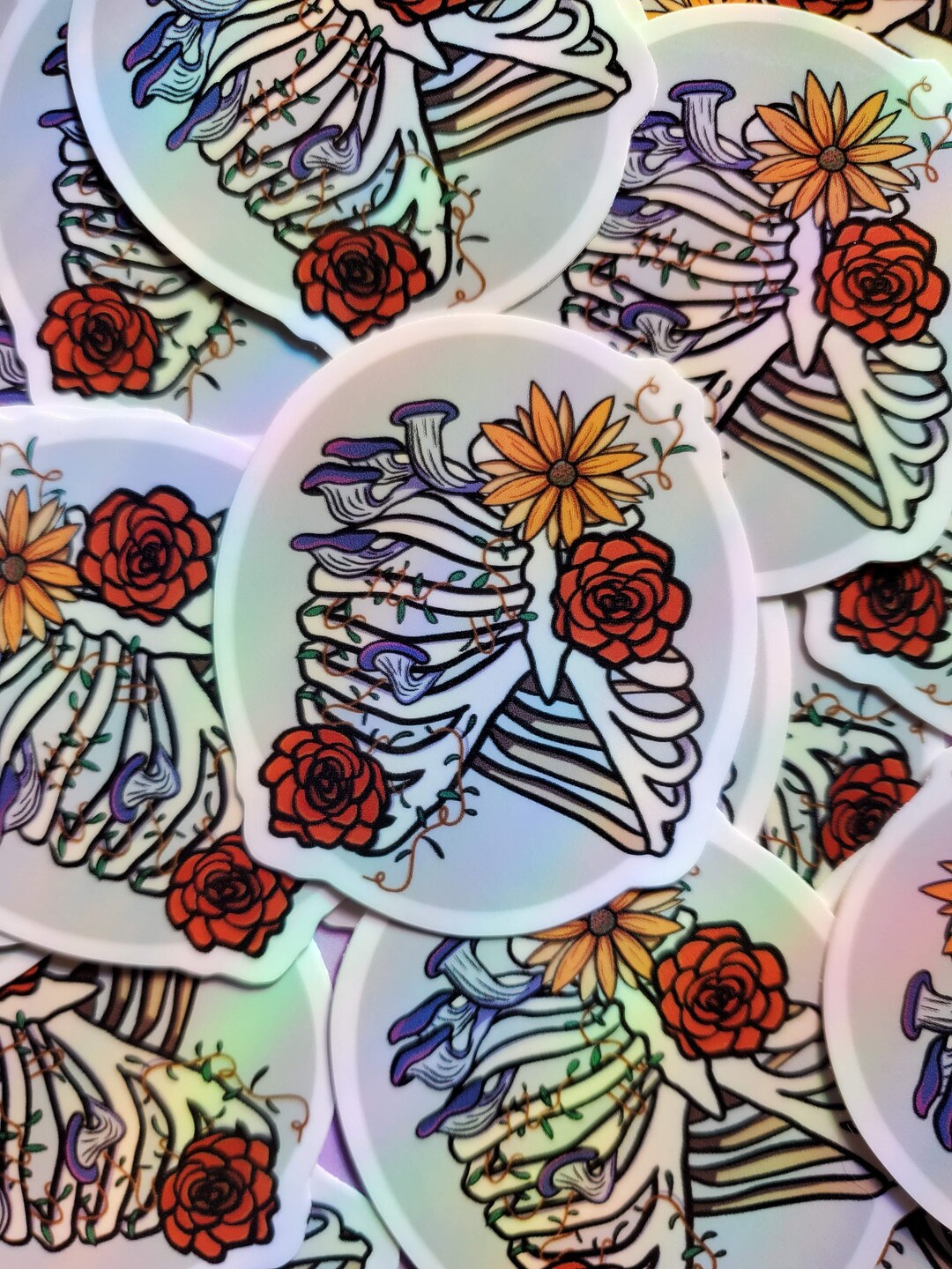 Floral Rib Cage Sticker: Weatherproof Vinyl Growth Art - Etsy