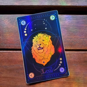 Leo | Zodiac Sticker | Holographic | 4 inch Sticker | Tarot card Themed |  Free Shipping on all Stickers | Astrology Sticker