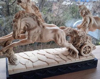 Vintage A Santini Roman Chariot Sculpture 11.25”x 4.25”x9” 