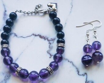 Amethyst Chain Bracelet & Earring Set