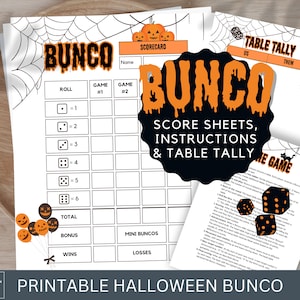 Halloween Bunco Game Bash: Printable Score Sheets, Tally Cards & Spooky Instructions - Instant Download - Print and Play