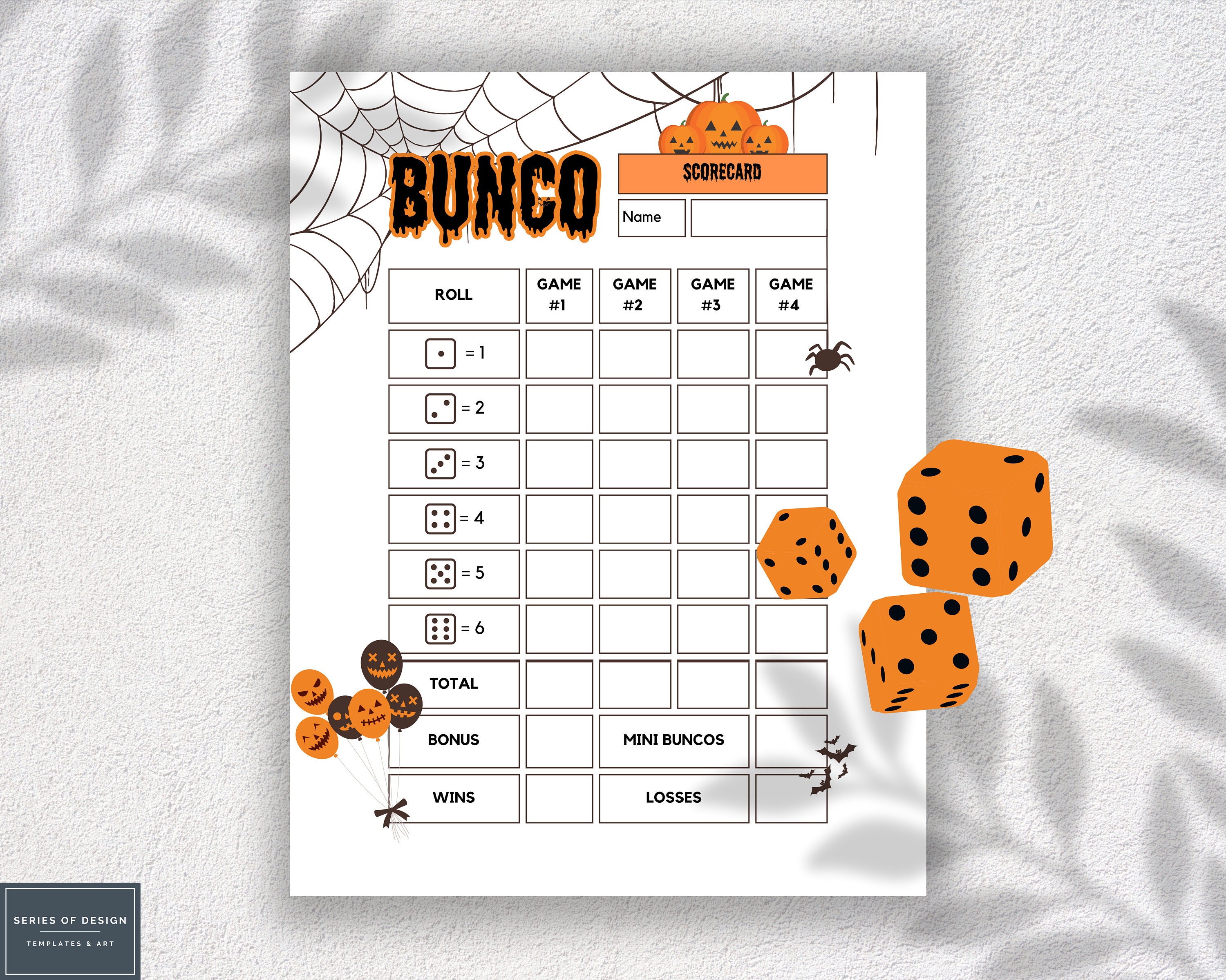 Halloween Bunco Game Bash: Printable Score Sheets, Tally Cards & Spooky ...