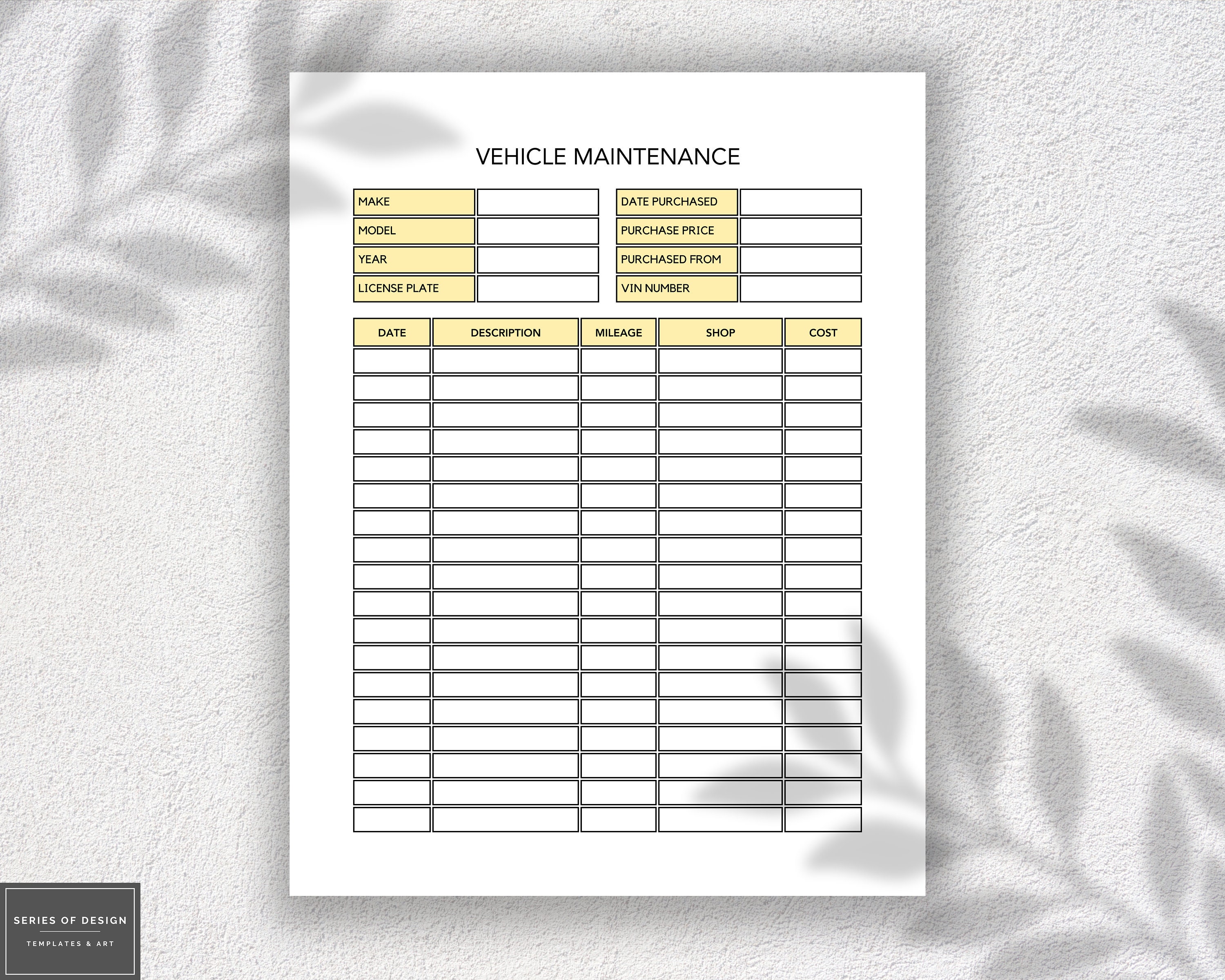 Printable Vehicle Maintenance Log Book – Service Tracker (US Letter, A4 ...