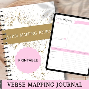 Verse Mapping Journal Pink with Cover - Bible Study Mapping Work Book - Printable PDF PNG - Tablet