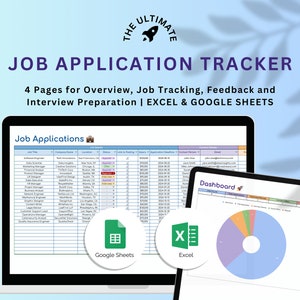 Job Application Tracker Spreadsheet | Google Sheets & Excel | Application Organizer | Search Planner Tracker Template | Career Development