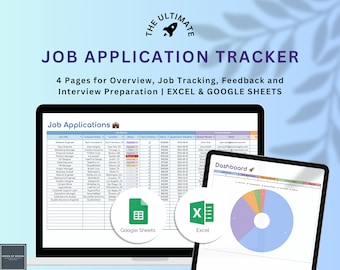 Job Application Tracker Spreadsheet | Google Sheets & Excel | Application Organizer | Search Planner Tracker Template | Career Development