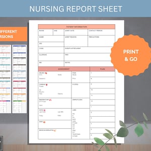 Nursing Report Sheet Printable Med Surg - Nurse Brain, ICU Report Sheet for RN, Patient Assessment, Nurse Brain, SBAR Nurse Sheet