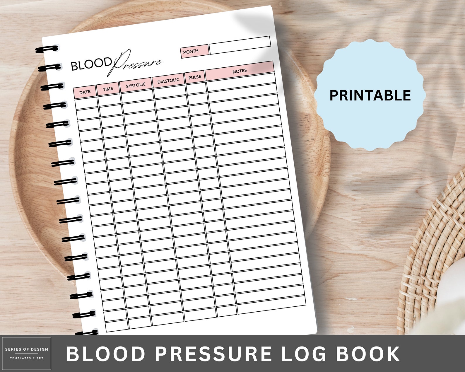 Printable Blood Pressure Tracker – Heart Rate Log (PDF & PNG) - Etsy