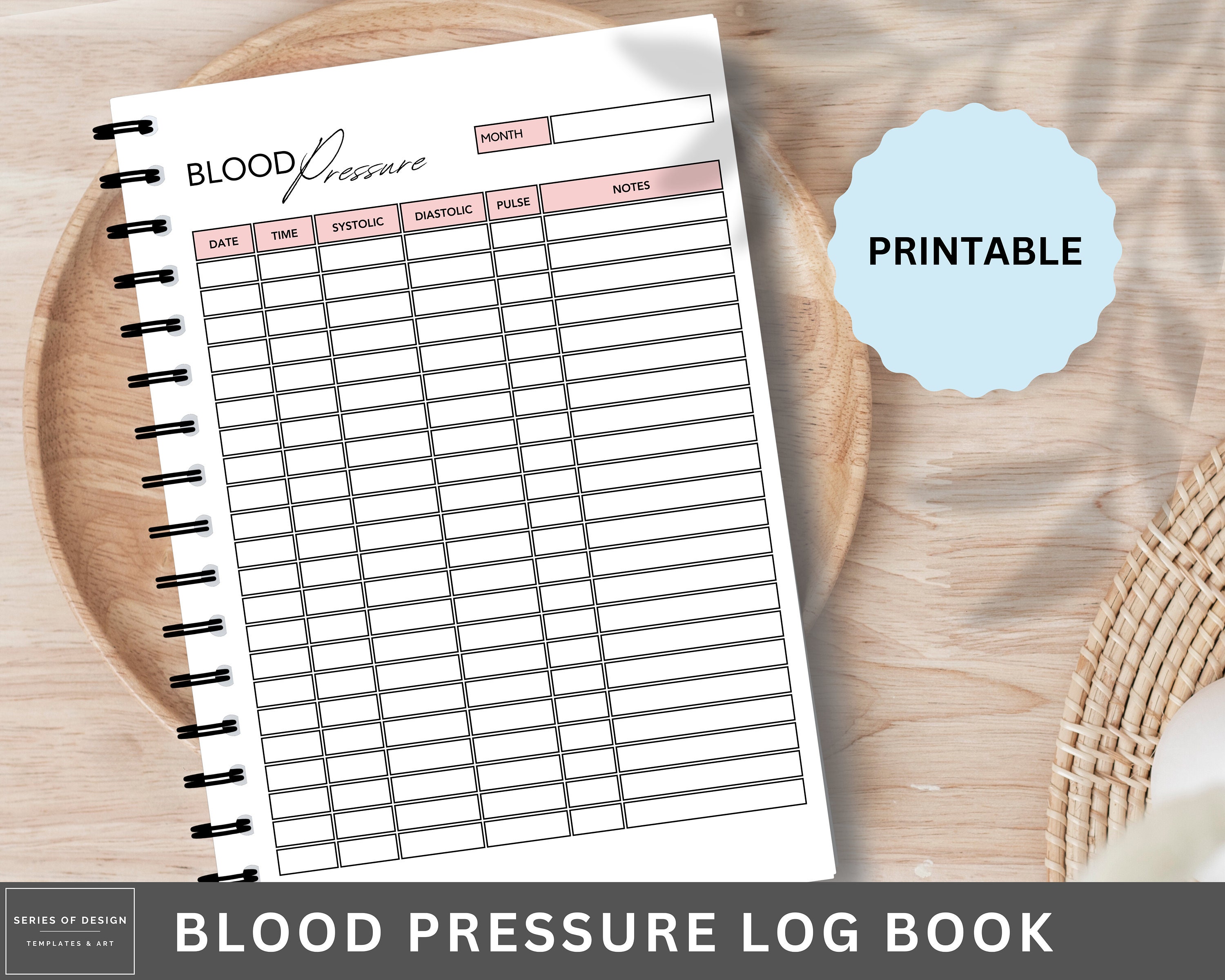 Printable Blood Pressure Tracker – Heart Rate Log (PDF & PNG) - Etsy