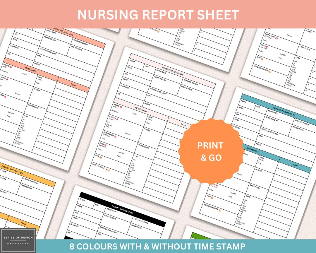 Nursing Report Sheet Printable Med Surg - Nurse Brain, ICU Report Sheet ...