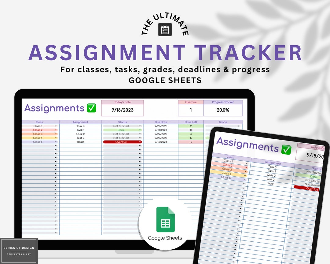 Assignment Tracker | School Google Sheets Tracker | Tasks Spreadsheet ...