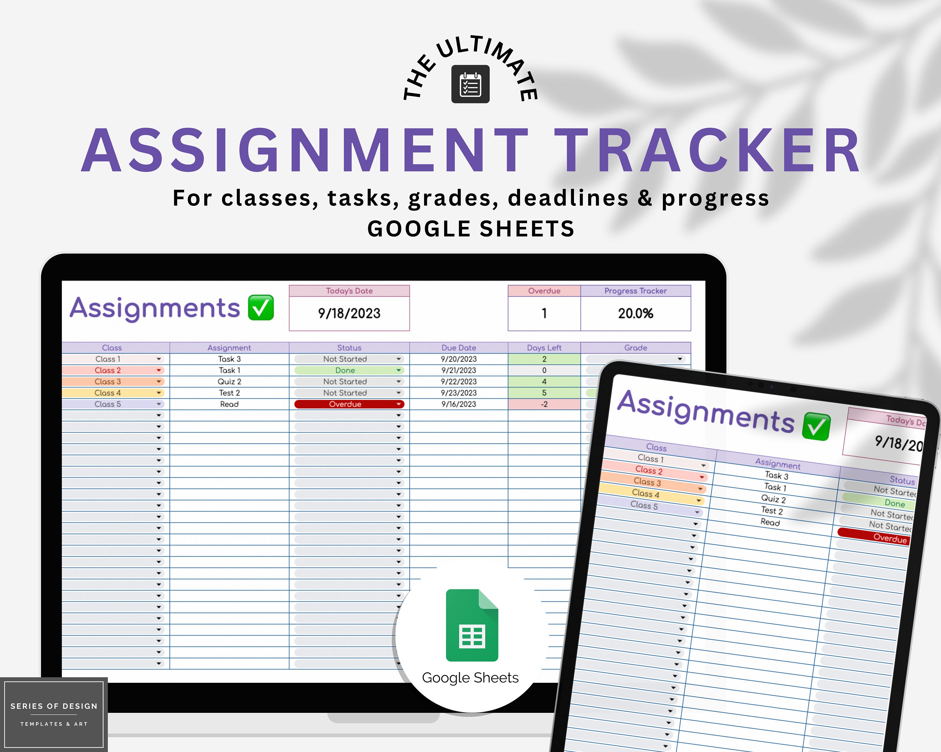 Assignment Tracker | School Google Sheets Tracker | Tasks Spreadsheet for Students | College Assignment Tracker | Class Task Tracker
