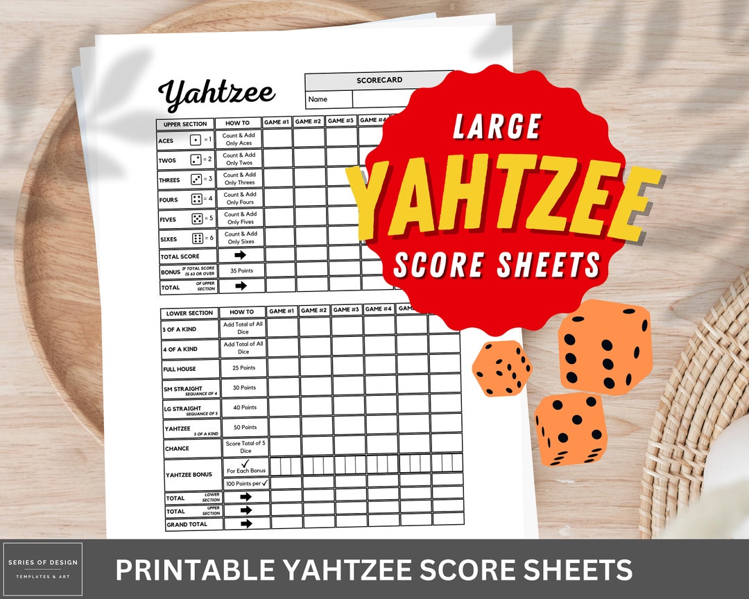 Yahtzee Score Sheets - Printable Yahtzee Score Cards - Yardzee Pad - Etsy