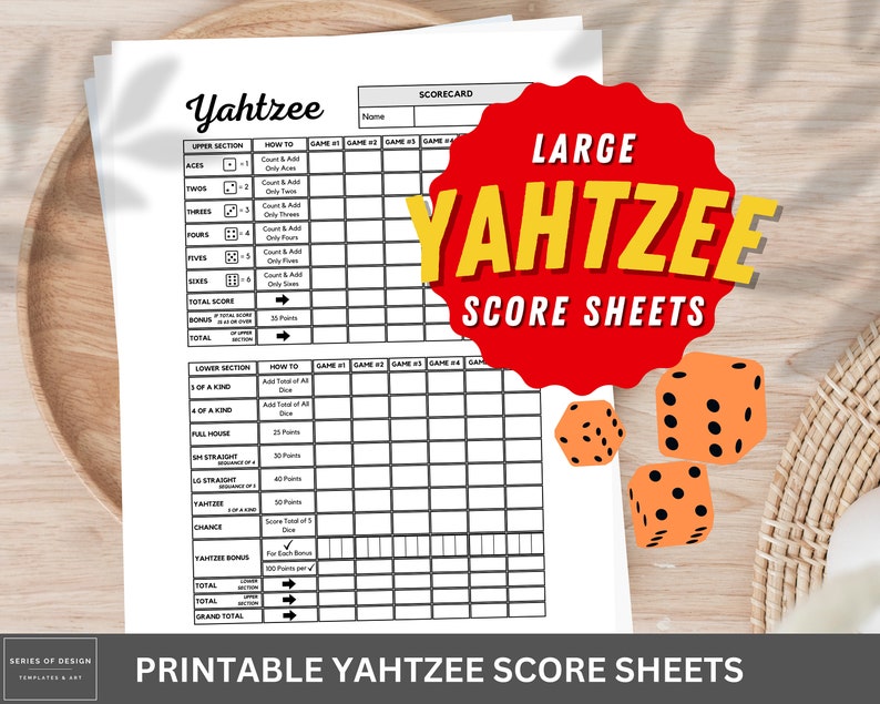 Yahtzee Score Sheets Printable Yahtzee Score Cards Yardzee Pad Etsy