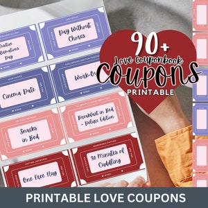 90+ Buoni Amore Stampabili, Libro Buoni per San Valentino, Buoni Amore, Regalo Romantico e Premuroso per Coppia per Lui o Lei con Buoni Personalizzati