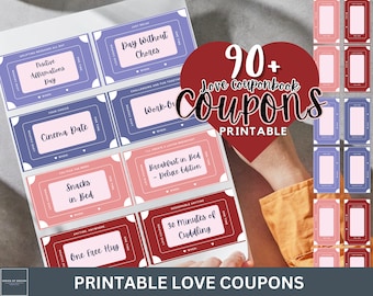 Valentinstag Liebe Gutscheine, 90+ Printable, Romantisches Geschenk (PDF / PNG)