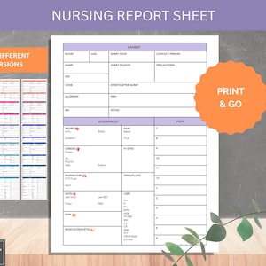 Nursing Report Sheet Printable Med Surg - Nurse Brain, ICU Report Sheet for RN, Patient Assessment, Nurse Brain, SBAR Nurse Sheet