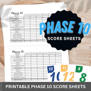 Phase 10 Score Sheet - Printable Scorecard for Phase 10 Game - PDF