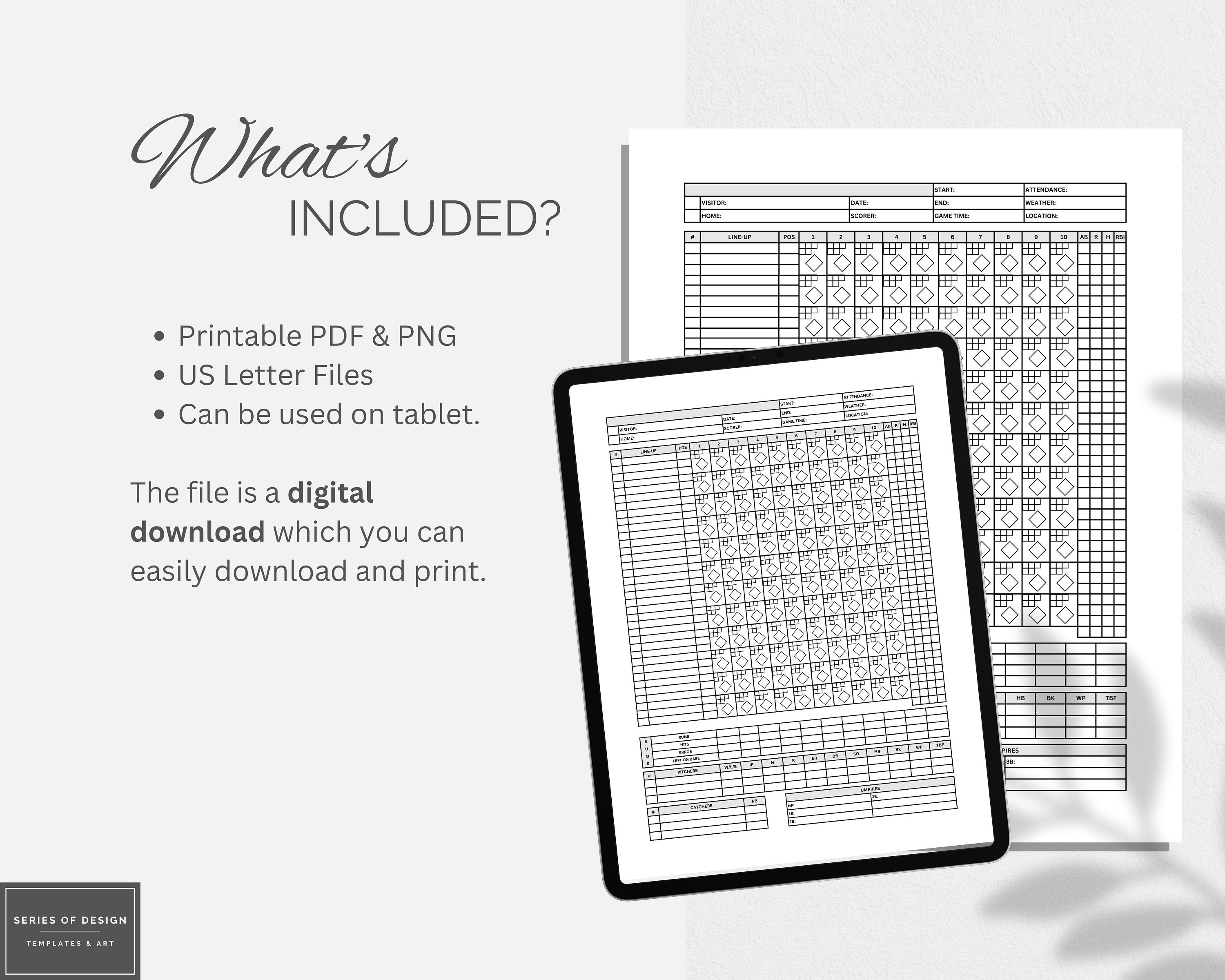 Baseball Scorebook Sheets Keep Track Of Every Play Printable PDF Etsy