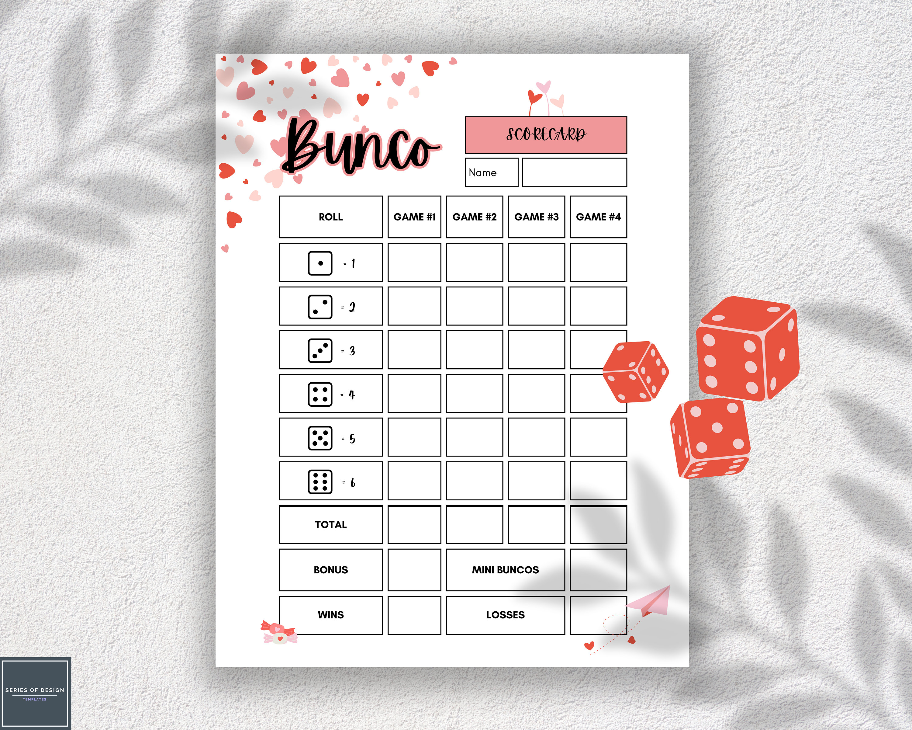 Valentines Bunco Game Printable Score Sheets, Love-themed Table Tally ...