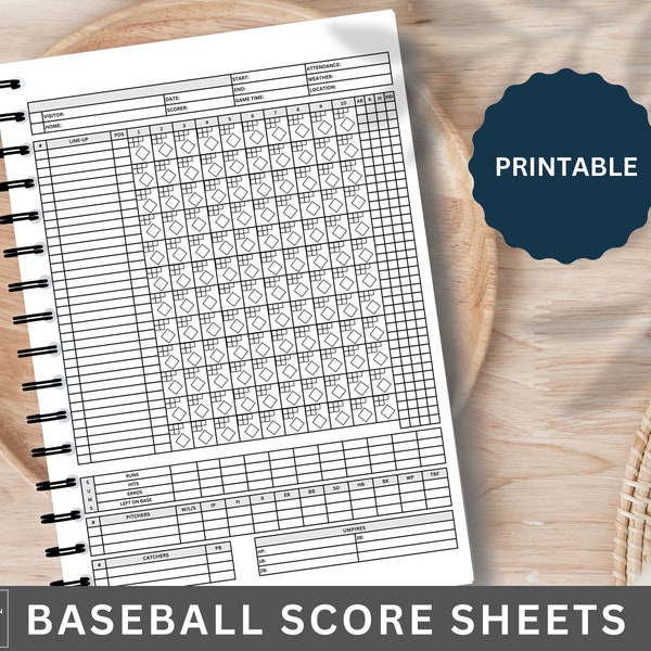 Baseball Scorebook Sheets - Keep Track of Every Play - Printable PDF